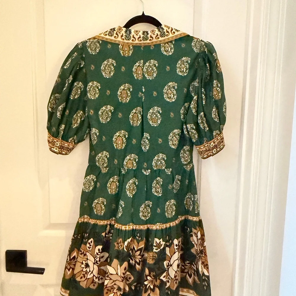 Green Floral Tie-Front Women's Dress - Picture 8 of 9